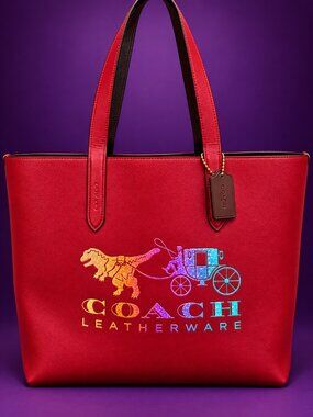 COACH Rexy & Carriage Highline Leather Tote Bag - Hang Tag - Deep Red 88774 RARE